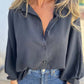 Elegantes einfarbiges Button-Up-Hemd für Damen