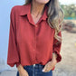 Elegantes einfarbiges Button-Up-Hemd für Damen