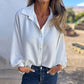 Elegantes einfarbiges Button-Up-Hemd für Damen