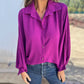 Elegantes einfarbiges Button-Up-Hemd für Damen