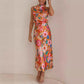 ✨Bis zu 61% RABATT✨Love In The Garden Floral Halter Neck Elastische Taille Maxi Kleid