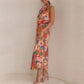 ✨Bis zu 61% RABATT✨Love In The Garden Floral Halter Neck Elastische Taille Maxi Kleid