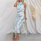 ✨Bis zu 61% RABATT✨Love In The Garden Floral Halter Neck Elastische Taille Maxi Kleid