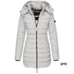 Mittellange wattierte Winterjacke für Frauen, einfarbige, warme Kapuzenjacke