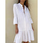 🥰 Damen Revers Plissee Shirt Kleid Modisch Vielseitig