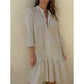 🥰 Damen Revers Plissee Shirt Kleid Modisch Vielseitig