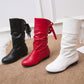 👢Damenstiefel mit Schnürung und klobigem Absatz bis zur Wadenmitte
