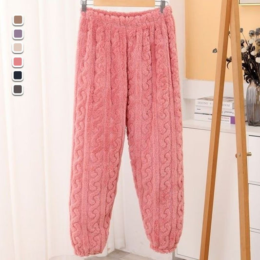 Das beste Geschenk! Thermische und bequeme Pyjamahose aus Kunstplüsch für Damen