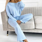 Damen-Set mit einfarbigem Pullover mit überschnittenen Schultern und lockerer Hose