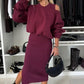 🍂Damen-Set mit Sweatshirt mit schrägen Schultern und ärmellosem Kleid💕