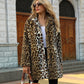 Women's Fashionable Leopard Lapel Faux Fur Winter Coat