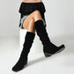 Modische und bequeme kniehohe Stiefel mit Blockabsatz