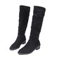 Modische und bequeme kniehohe Stiefel mit Blockabsatz
