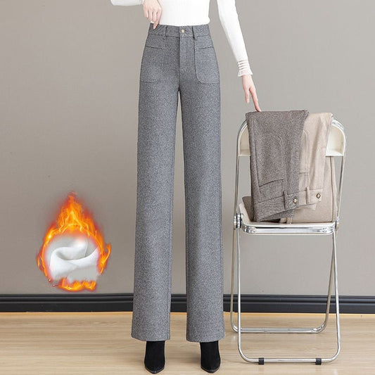 Bis zu 49% Rabatt🔥Hochtaillierte Thermohose mit geradem Bein für Frauen
