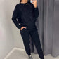 Bis zu 40 % Rabatt!!🔥Damen Glitter Rhinestone Sweatshirt & Casual Hose 2-teiliges Set