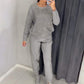 Bis zu 40 % Rabatt!!🔥Damen Glitter Rhinestone Sweatshirt & Casual Hose 2-teiliges Set