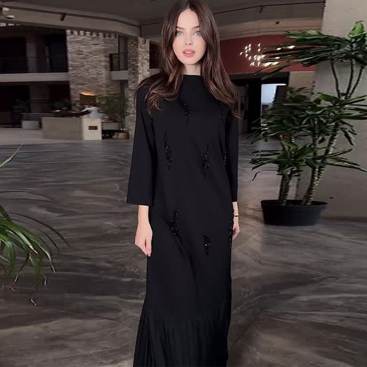 💖Elegantes knöchellanges Paillettenkleid mit Rundhalsausschnitt