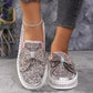 Damen Slip-On Loafer mit Strasssteinen und Schleife