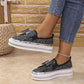 Damen Slip-On Loafer mit Strasssteinen und Schleife