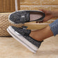 Damen Slip-On Loafer mit Strasssteinen und Schleife