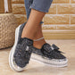 Damen Slip-On Loafer mit Strasssteinen und Schleife
