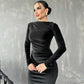 💟Modisches, einfarbiges, langärmliges, schmales Kleid für Damen