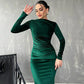 💟Modisches, einfarbiges, langärmliges, schmales Kleid für Damen