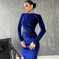 💟Modisches, einfarbiges, langärmliges, schmales Kleid für Damen