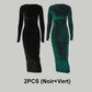 💟Modisches, einfarbiges, langärmliges, schmales Kleid für Damen