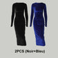 💟Modisches, einfarbiges, langärmliges, schmales Kleid für Damen