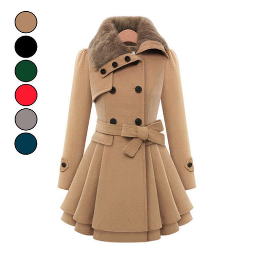 🎅Maximal 50 % Rabatt🎄Zweireihige Damen-Winterjacken mit Gürtel