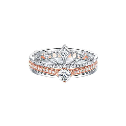 Elegantes Zirkonia-Ringset im Kronendesign