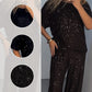 💖Pailletten-Rundhalsoberteil und weite Hose für Damen✨
