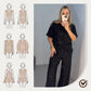 💖Pailletten-Rundhalsoberteil und weite Hose für Damen✨