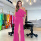 Sexy trägerloses Kleid mit hohem Schlitz und taillierter Taille