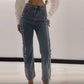 👖Bis zu 49 % Rabatt!✨Damen Jeans mit glänzenden Strasssteinen und schickem Schlitz✨