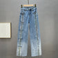 👖Bis zu 49 % Rabatt!✨Damen Jeans mit glänzenden Strasssteinen und schickem Schlitz✨