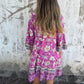 Lässiges Kleid mit Blumenmuster, V-Ausschnitt und Knopfleiste