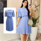 👗Bis zu 49 % Rabatt!✨Elegantes Faltenkleid mit Rundhalsausschnitt und Gürtel