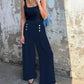 Lockere Hose mit weitem Bein und elastischer Taille