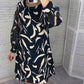 🎉 Frohes neues Jahr! 50 % RABATT 🛍️ Langärmliges Kleid mit Rundhalsausschnitt und lockerem Print für Damen