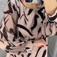 🎉 Frohes neues Jahr! 50 % RABATT 🛍️ Langärmliges Kleid mit Rundhalsausschnitt und lockerem Print für Damen