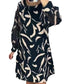 🎉 Frohes neues Jahr! 50 % RABATT 🛍️ Langärmliges Kleid mit Rundhalsausschnitt und lockerem Print für Damen