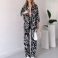 2025 neuer Stil, elegantes Damen Hemd und Hose 2-teiliges Set, Zebra-Print