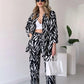 2025 neuer Stil, elegantes Damen Hemd und Hose 2-teiliges Set, Zebra-Print