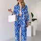 2025 neuer Stil, elegantes Damen Hemd und Hose 2-teiliges Set, Zebra-Print