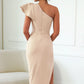 💃Bis zu 49 % Rabatt!🌟One-Shoulder-Kleid mit Cut-Out und Rüschenärmeln