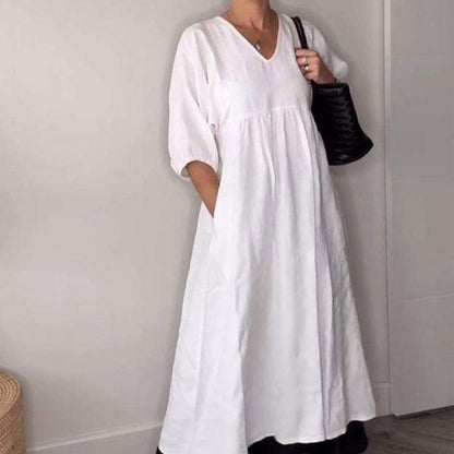 49 % Rabatt!🦢Damen V-Ausschnitt Freizeitkleid