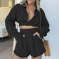 Sexy Damen-Zweiteiler aus Denim: Crop Top & Shorts