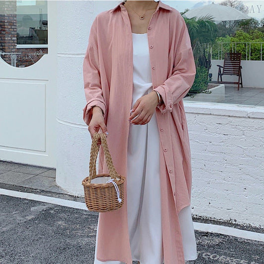 👗Maximal 50 % Rabatt💖 Einfarbiges, atmungsaktives Button-Down-Überkleid mit Revers